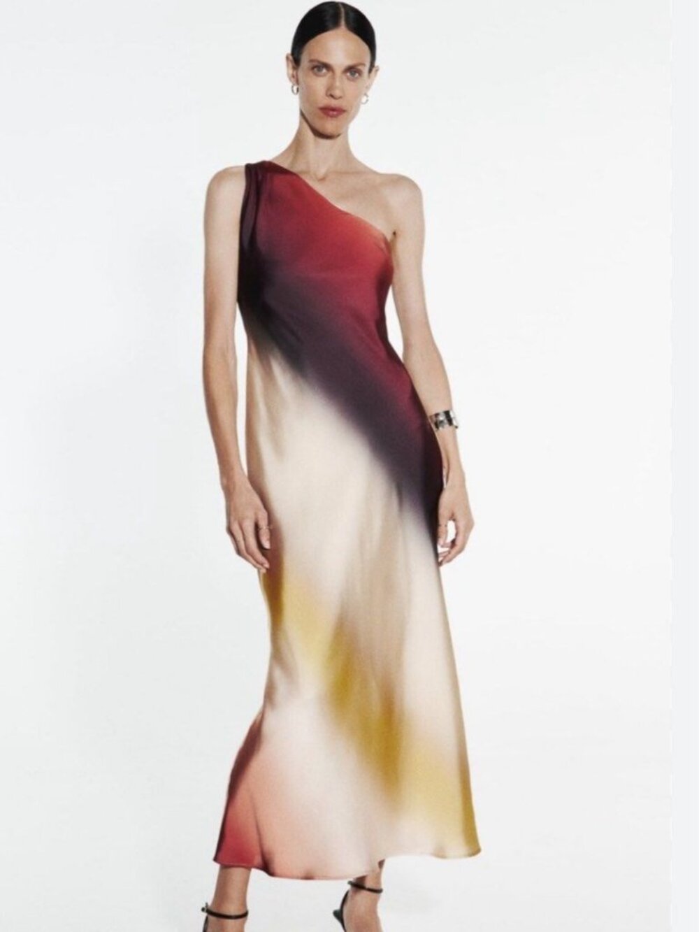 Zara Toga One-Shoulder Ombre Maxi Dress